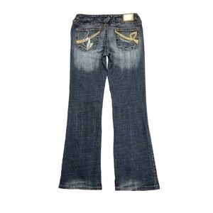 Baby Phat embroidered jeans size 7 W30 L29 Dark acid washed rare vintage Y2K